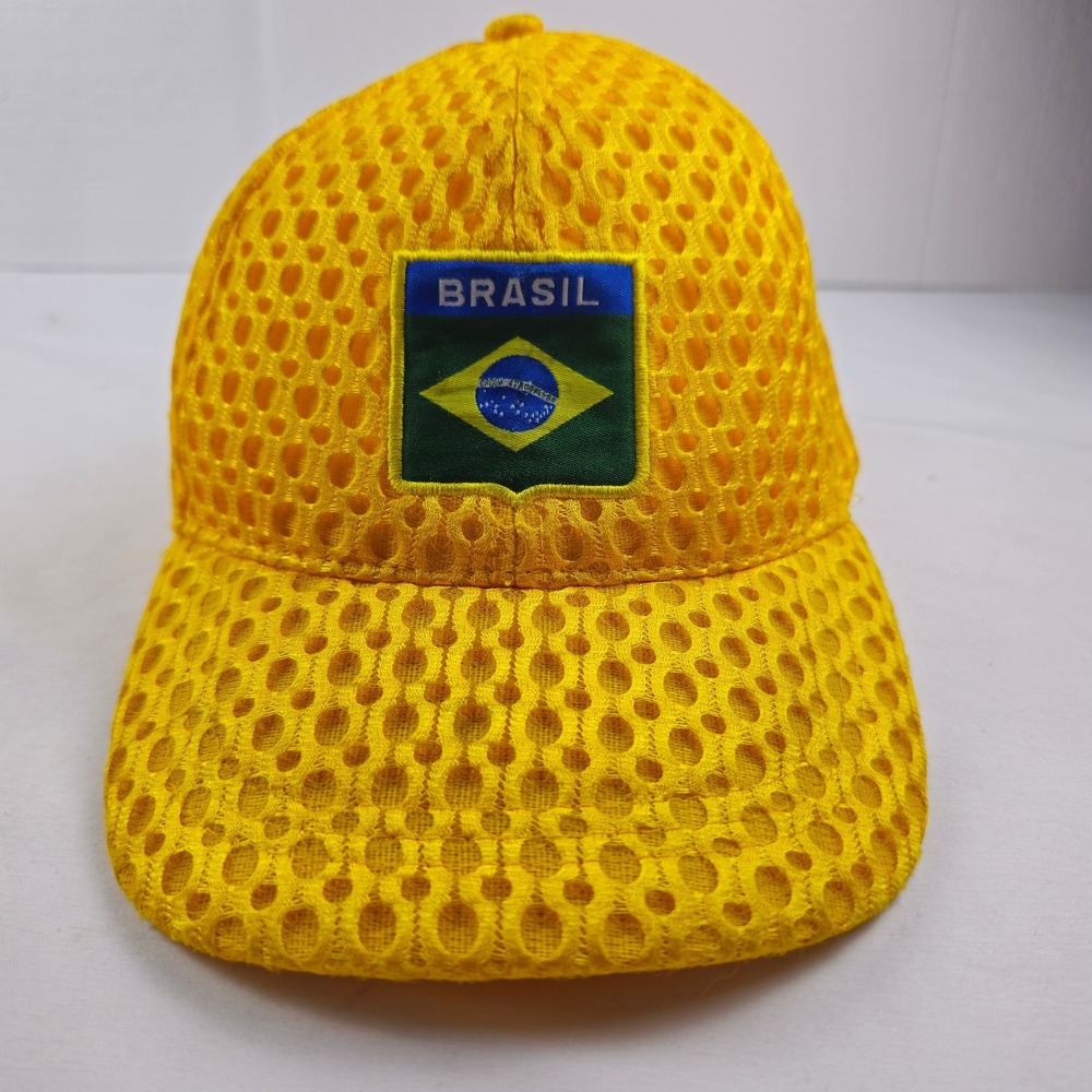 Brazil Brasil Flag Yellow Mesh Baseball Cap Hat Adjustable Soccer Futbol 100%